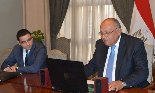 Foreign Minister and President-designate of the 27th Conference of Parties (COP27) Sameh Shoukry on Monday took part in the opening of the virtual Egypt-US forum on climate change- press photo