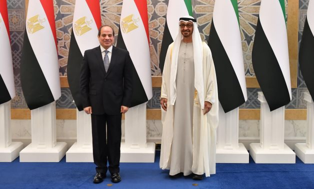 Egypt’s President Abdel Fattah El-Sisi meets with Abu Dhabi Crown Prince Sheikh Mohamed bin Zayed Al Nahyan – Egyptian Presidency 