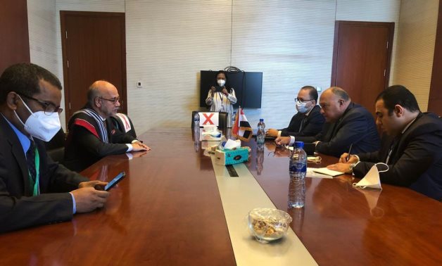 Minister of Foreign Affairs Sameh Shokry's meeting with Madagascar counterpart Patrick Rajoelina in Addis Ababa, Ethiopia on February 6, 2022. Twitter account of the ministry