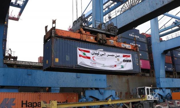 an Egyptian relief aid ship has left the port of Damietta on Friday morning to Lebanon- press photo