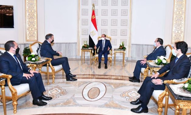 President Abdel Fattah El-Sisi met with the Chief Executive Officer of British Petroleum, BP, Mr. Bernard Looney, on the sidelines of the Egypt Petroleum Show (EGYPS 2022).- press photo