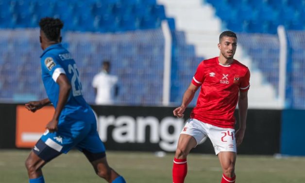 Al Ahly's defender Mohamed Abdelmonem in action against Al Hilal 