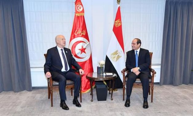 File-President Abdel Fattah El-Sisi met with the President of Tunisia, Kais Saied, at his residence in the Belgian capital, Brussels- press photo