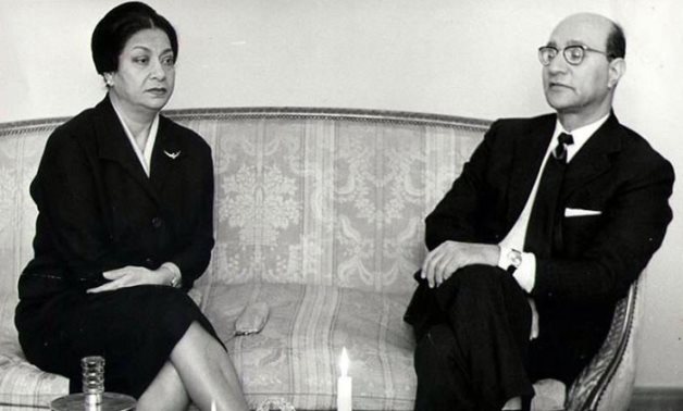 FILE - Umm Kulthum (Left) and Mohamed Abdel Wahab