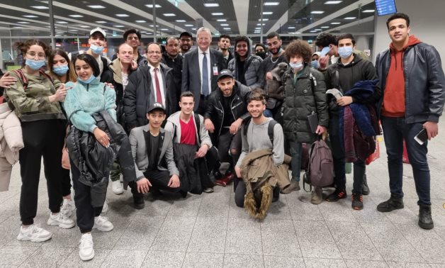 File- a group of Egyptian students arrived at the Cairo International Airport on March 1, after being evacuated from Ukraine- press photo