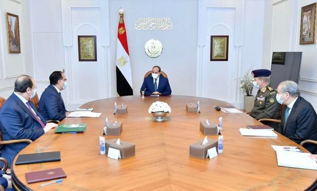 Meeting of President Abdel Fatah al-Sisi and officials on bread and staples. March 15, 2022. Press Photo