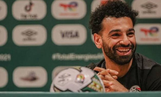 File - Mohamed Salah speaks during a press conference at the AFCON 