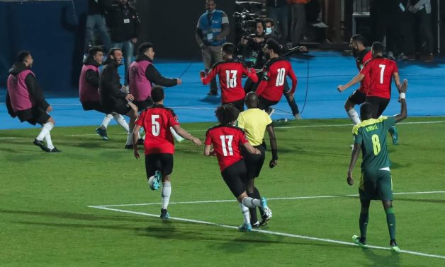 Mohamed Salah celebrates scoring Egypt's winning goal, courtesy of Ahmed Awwad
