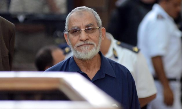 FILE - Supreme Guide of the outlawed Muslim Brotherhood Mohamed Badie while attending a trial session