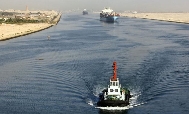 Ships passing through the Suez Canal today; One of the busiest shipping lanes in the world - social media