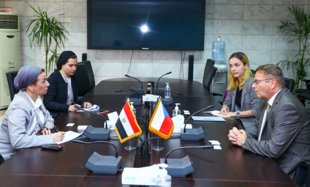 Egyptian Minister of Environment Yasmine Fouad met on Saturday with the Ambassador of the Czech Republic Jacques Volek- press photo 