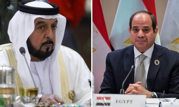 President Abdel Fattah El Sisi (R) and Sheikh Khalifa bin Zaher Al Nahyan- collage by Egypt Today