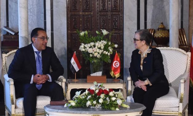 Egyptian Prime Minister Moustafa Mabdouli meets with his Tunisian counterpart Najla Bouden in Tunis- press photo