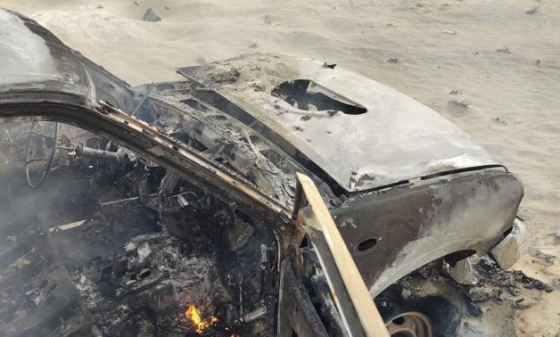 Four-wheel drive destroyed by Egyptian Armed Forces in North Sinai in May 2022 – Press Photo