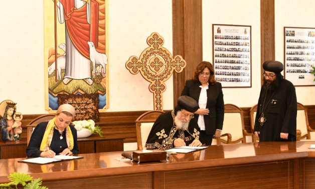 A cooperation protocol for Enviornment protection was signed between the Egyptian Coptic Orthodox Church and the Egyptian Ministry of Environment, on Monday.- Press photo