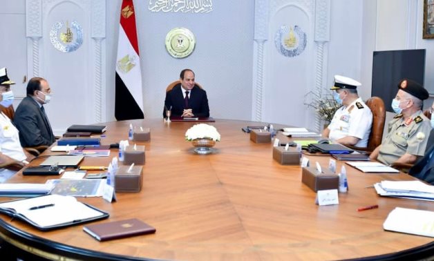 n his meeting with a number of governmental officials on Thursday to be briefed on the progress in the coastal development and protection projects in Alexandria and the North coast- press photo