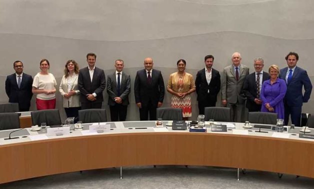 Meeting of Ambassador to the Hague Hatem Abdel Qader with members of the Dutch House of Representatives' External Trade and Development Cooperation Committee in July 2022. Press Photo