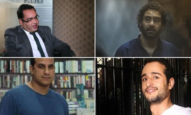 Egyptian imprisoned activists Alaa Abdel-Fattah, Khaled Lutfi, Ahmed Douma, Ziad Al-Alimi- Collage photo by Egypt Today