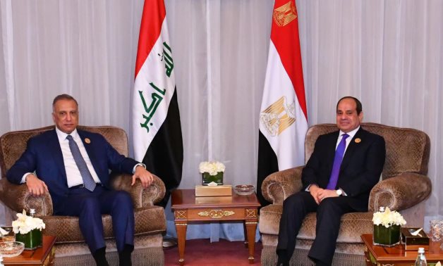 File- President Abdel Fattah El-Sisi met with Iraqi Prime Minister Mustafa Al-Kadhimi in Jeddah on July 16, 2022- press photo