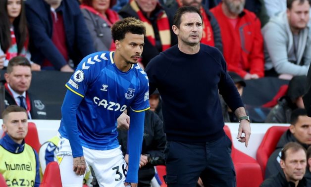 Everton's Dele Alli with manager Frank Lampard as he prepares to come on as substitute REUTERS/Phil Noble