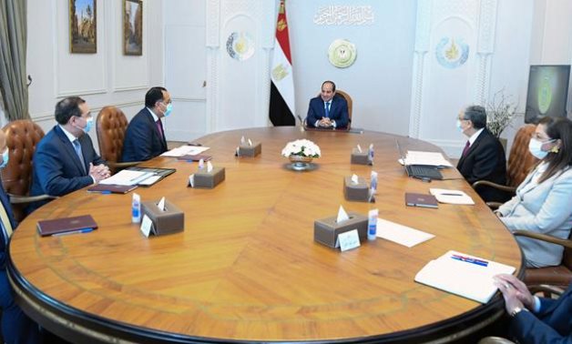 President Abdel Fattah El Sisi meets with the government members to discuss electrical interconnection projects on August 7, 2022- press photo