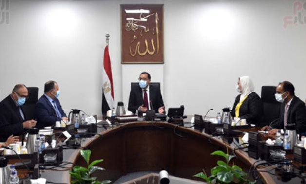 Meeting of Prime Minister Mostafa Madbouli, a number of ministers and senior officials on social safety measures in Alamain, Egypt on August 11, 2022. Press Photo