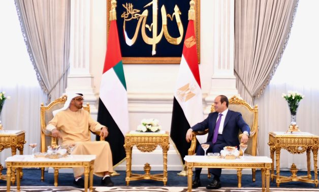 Meeting of President Abdel Fatah al-Sisi and UAE President Mohamed Bin Zayed in Alamain, Egypt on August 21, 2022. Press Photo