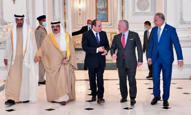 President El-Sisi Receives At Al Alamein Airport the Kings of Jordan and Bahrain and Iraq’s PM, in the presence of the UAE President- Press photo
