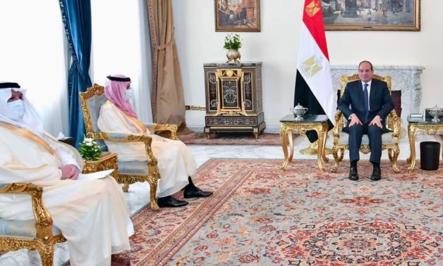 President Abdel Fattah El-Sisi met with Minister of Foreign Affairs of the Kingdom of Saudi Arabia, Prince Faisal bin Farhan on Sunday in Cairo-press photo