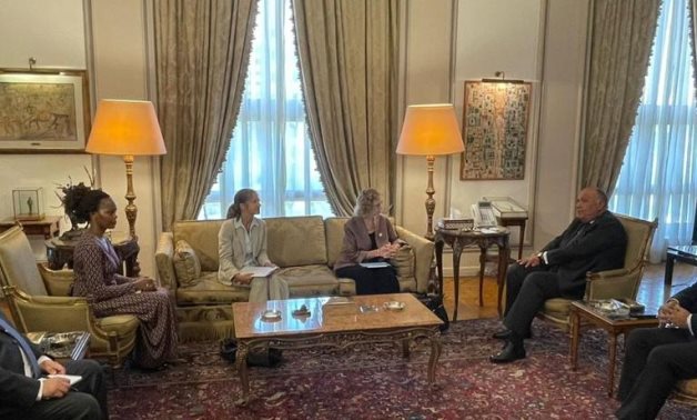Egyptian Minister of Foreign Affairs Sameh Shoukry meets with Executive Director of the United Nations Environment Programme (UNEP) Inger Andersen- press photo