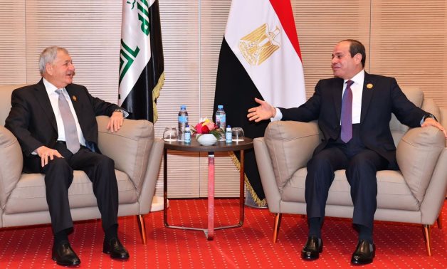 Meeting of President Abdel Fatah al-Sisi and Iraqi counterpart Abdel Latif Rashid on the sidelines of the 31st Arab Summit in Algeria on November, 2022. 
