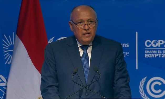 Egyptian Foreign Minister Sameh Shoukry at COP27 Nov. 6, 2022 in Sharm el-Sheikh, Egypt - Youtube sitll