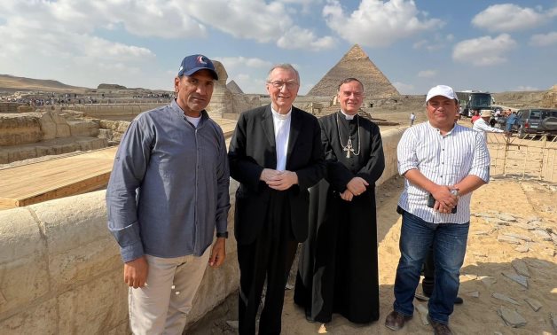 Cardinal Secretary of State of Vatican City Pietro Parolin visits Giza Pyramids Archaeological Area - Min. of Tourism & Antiquities