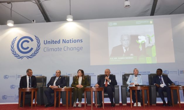 COP 27 President and Minister of Foreign Affairs Sameh Shokry at opening of Climate Solutions Thematic Day in Sharm El Sheikh. November 17, 2022. Press Photo