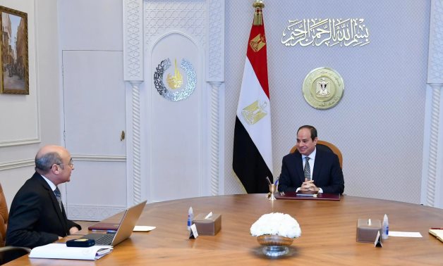 Meeting of President Abdel Fatah al-Sisi and Minister of Justice Omar Marwan on November 17, 2022. Press Photo