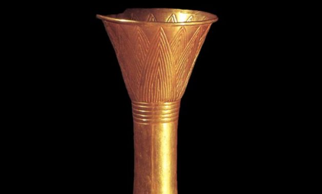 A lotus flower vase belonging to King Psusennes I housed in Egyptian Museum in Tahrir - social media