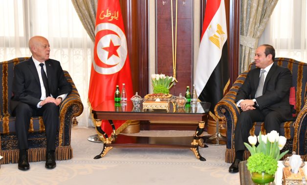 President Abdel Fattah El-Sisi met with Tunisian counterpart Kais Saied, in the Saudi capital, Riyadh, on December 9, 2022- press photo