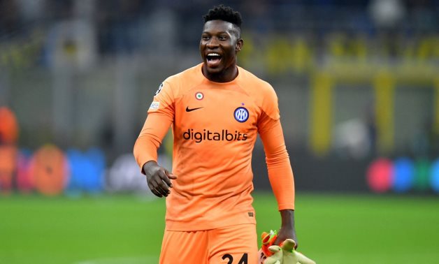 Inter Milan's Andre Onana celebrates after the match REUTERS/Daniele Mascolo