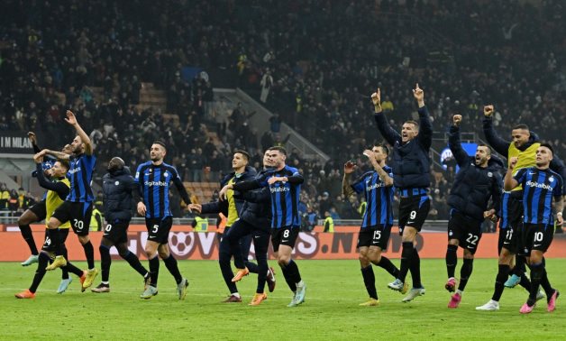 Inter Milan players celebrate after the match REUTERS/Alberto Lingria