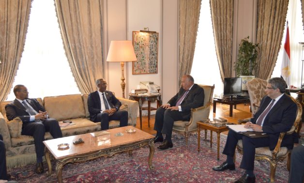 Minister of Foreign Affairs Sameh Shokry and his Somalian counterpart Absher Omar Gamea in Cairo, Egypt on January 9, 2023. Press Photo