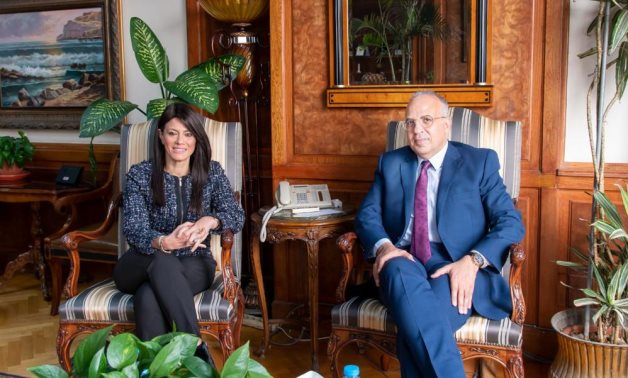 Meeting of Minister of International Cooperation Rania A. Al-Mashat and Minister of Water Resources and Irrigation Hani Sewilam. January 12, 2023. Press Photo