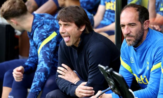 Tottenham Hotspur manager Antonio Conte with assistant coach Cristian Stellini before the match Action Images via Reuters/Paul Childs