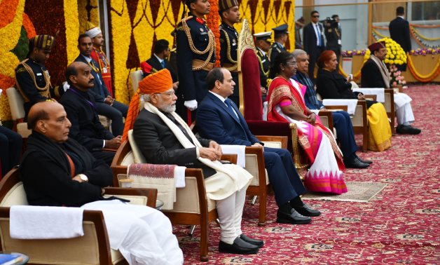 Egypt's President Abdel Fattah El-Sisi participates in India’s 74th Republic Day as chief guest as per an invitation by Indian PM Narendra Modi - Presidency