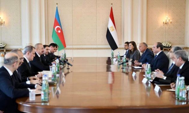 Egyptian President Abdel Fattah El-Sisi and his Azerbaijani counterpart, Ilham Aliyev, hold expanded talks in Baku, Azerbaijan - Egyptian Presidency