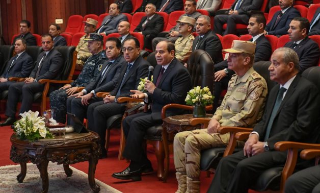 President Sisi speaks during the inauguration of the second stage of Silo Foods industrial city in El-Sadat City in the northern Menoufia governorate – Presidency