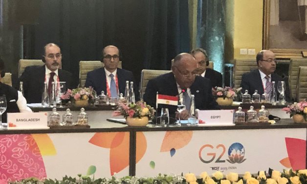 Egyptian Foreign Minister Sameh Shoukry participated in the 1st session of the G20 Foreign Ministers' Meeting (G20FMM) in New Delhi on Thursday- presssphoto