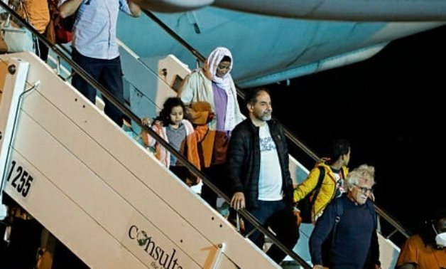 File- Flights carrying 700 people from 40 countries after being evacuated from Sudan in cooperation with Egypt- the photo from the German embassy in Cairo