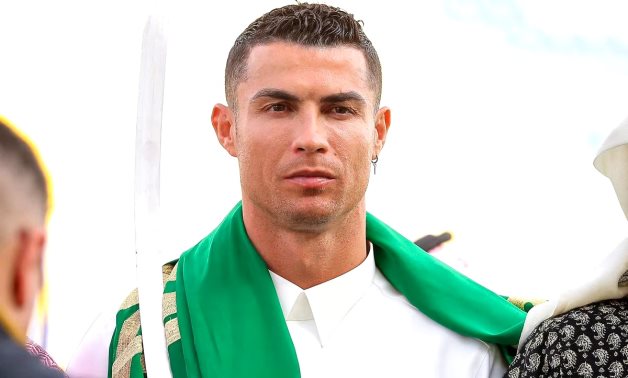 Al-Nassr's Cristiano Ronaldo celebrates Saudi Arabia's Founding Day wearing local traditional clothes at Al-Nassr Football Club in Riyadh, Saudi Arabia, February 22, 2023. Al-Nassr FC/Handout via REUTERS