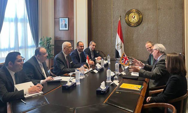 Egypt’s Deputy Foreign Minister for African Affairs Hamdy Louza receives British Special Envoy to Sudan and South Sudan Robert Fairweather - FILE