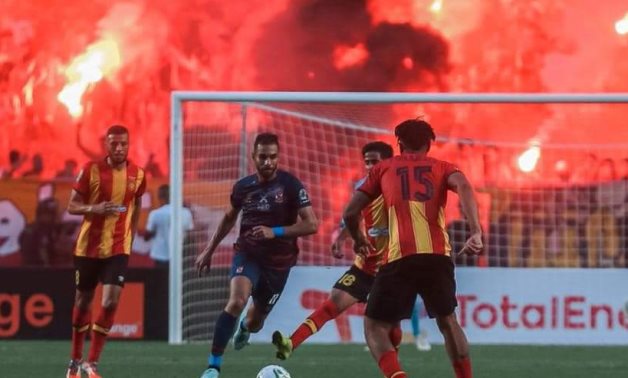 Amr El Soulia of Al Ahly in action against Esperance in the first leg of the CAF Champions League semi-final in 2021